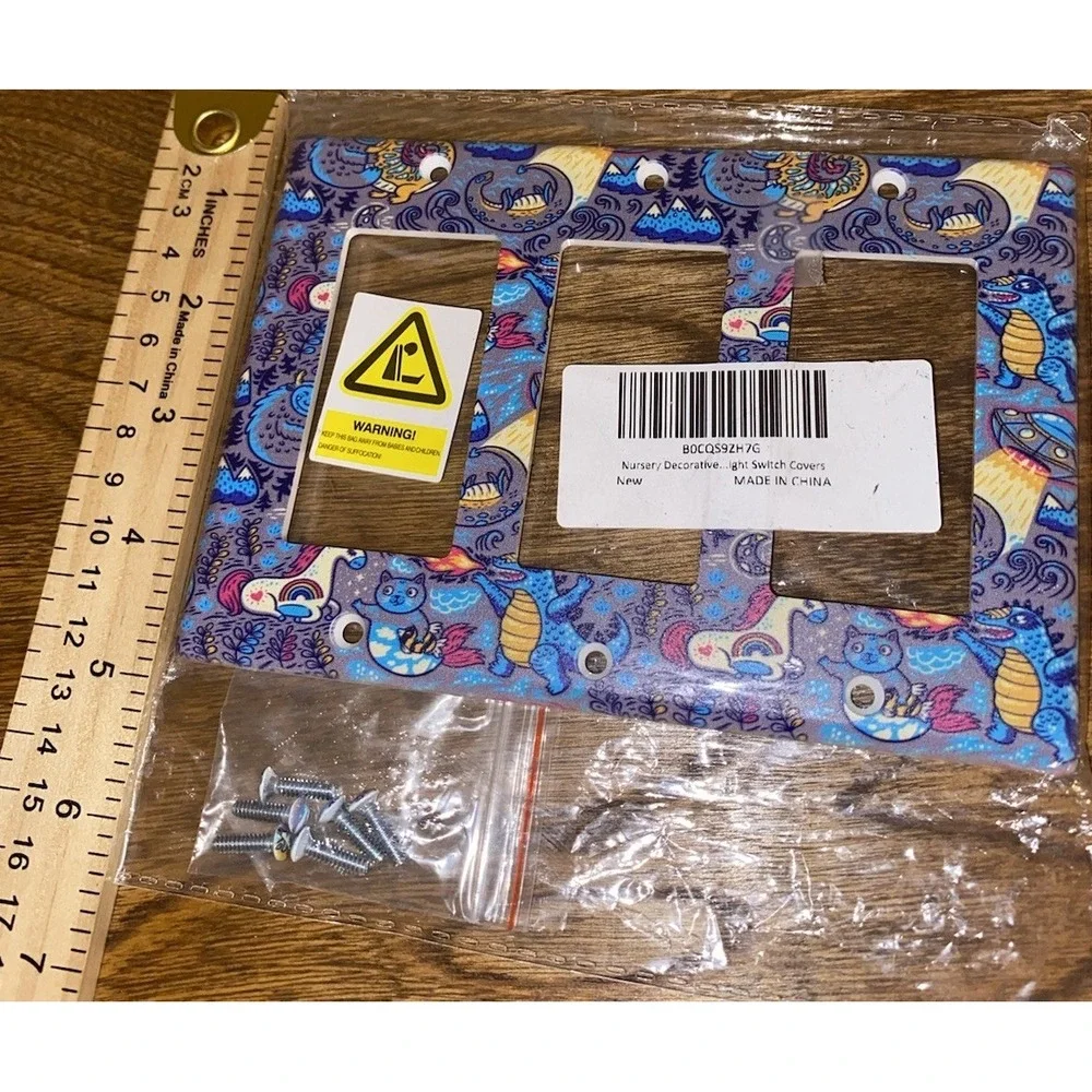 Kids Dragon Light Switch Cover Nursery Fantasy Double Switch Plate New